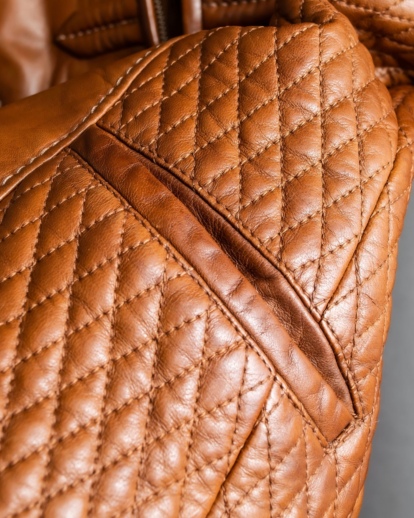 "EMPORIO ARMANI"  Quilted design brown color leather jacket