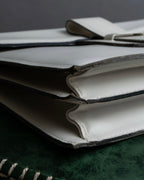 "YVES SAINT LAURENT" Large tab detail white leather shoulder bag