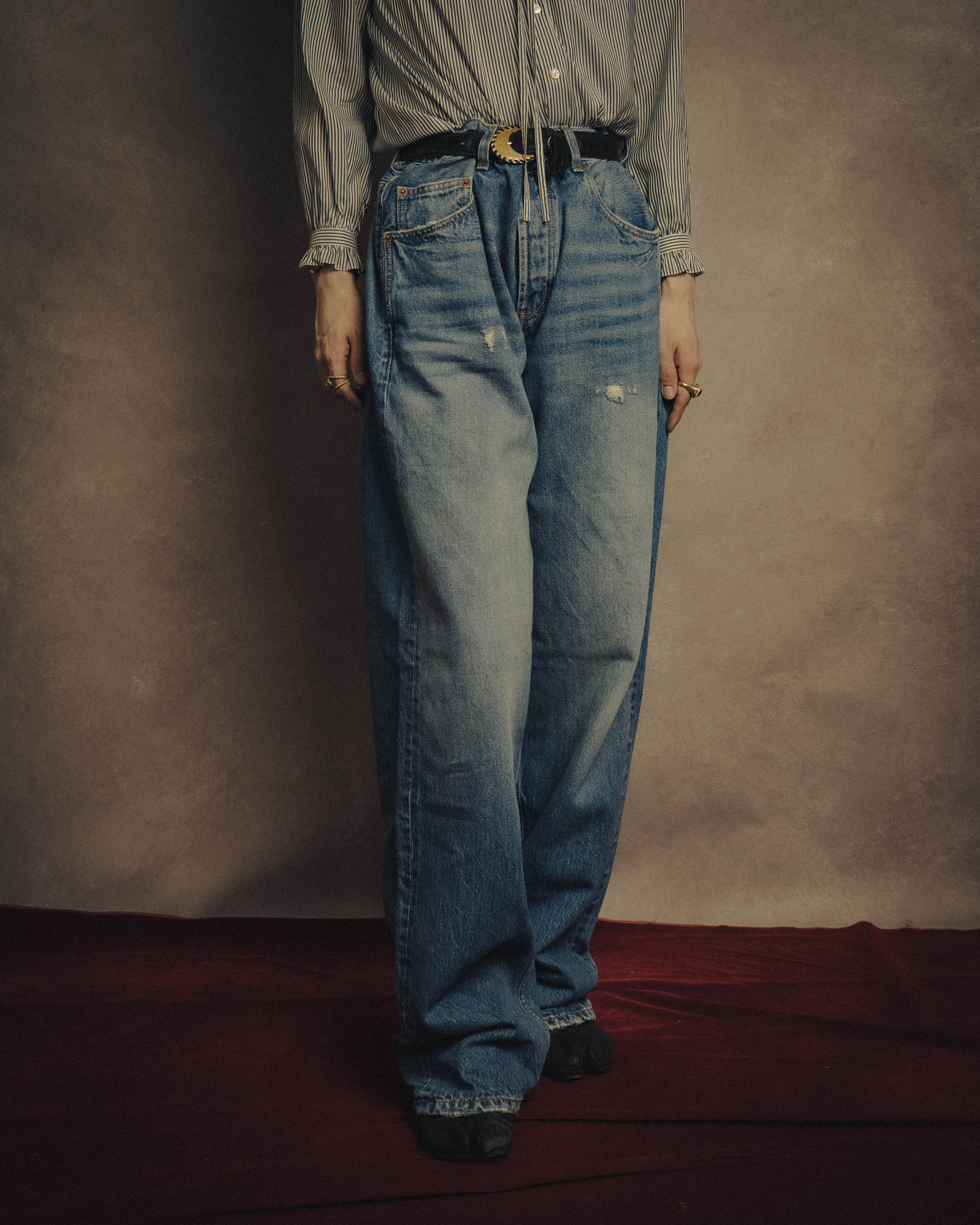 -SPECIAL- “SAINT LAURENT” 2023’s Long extreme baggy faded denim jeans