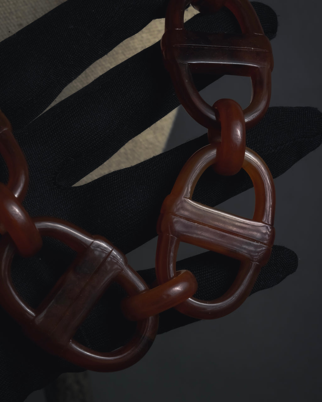 "Christian Dior" Sculptural tortoiseshell resin chain necklace