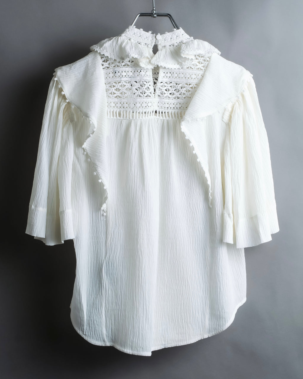"ISABEL MARANT" Lace knit frill docking sheer blouse