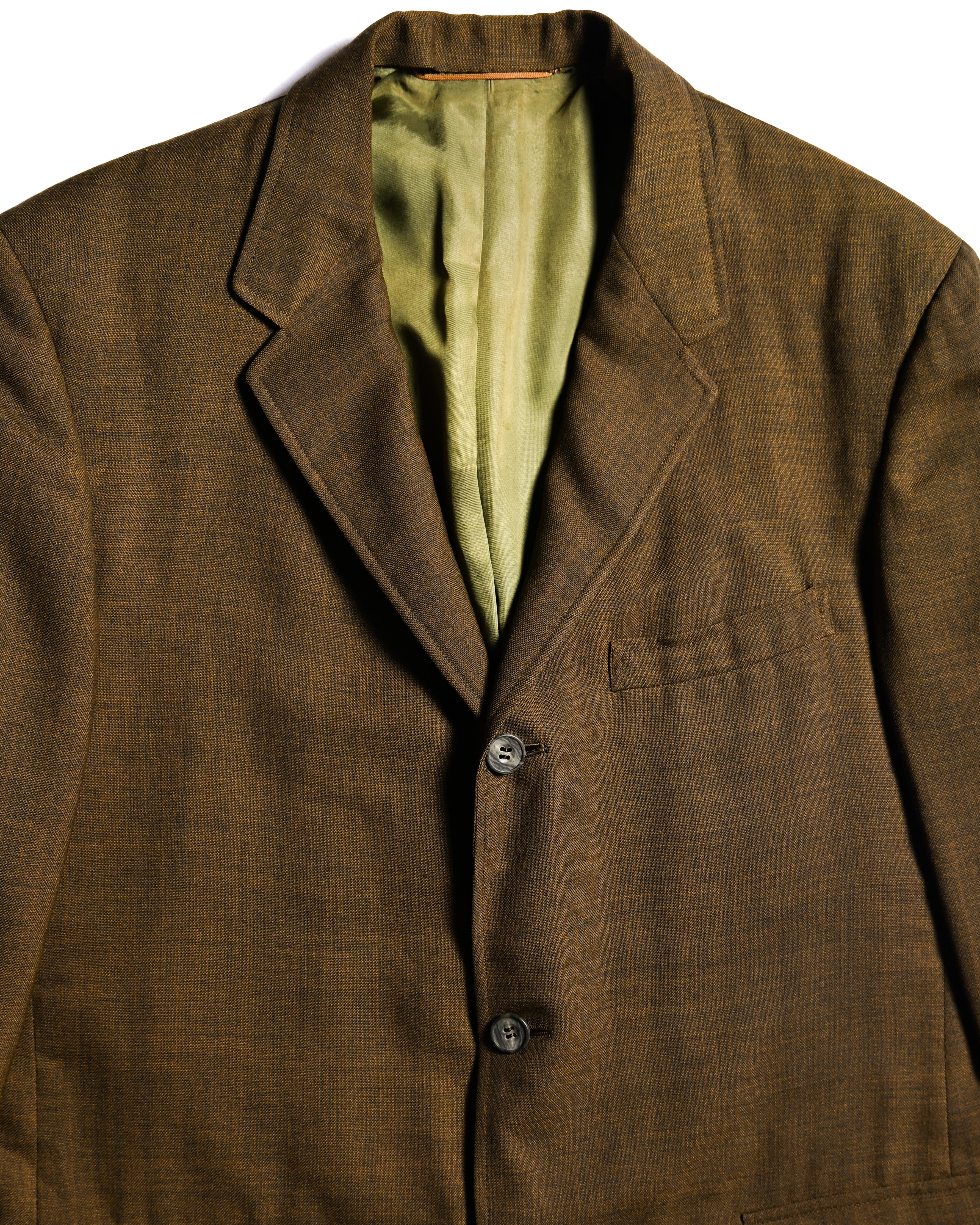 VINTAGE/ Beautiful Olive Colored Single Breasted 3B Tailored Jacket