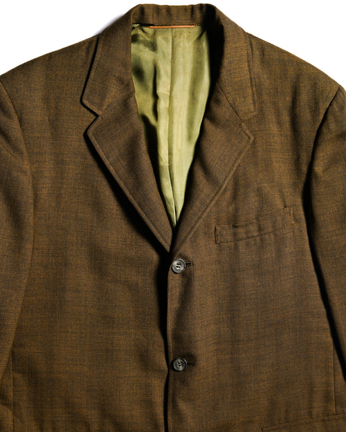 VINTAGE/ Beautiful Olive Colored Single Breasted 3B Tailored Jacket
