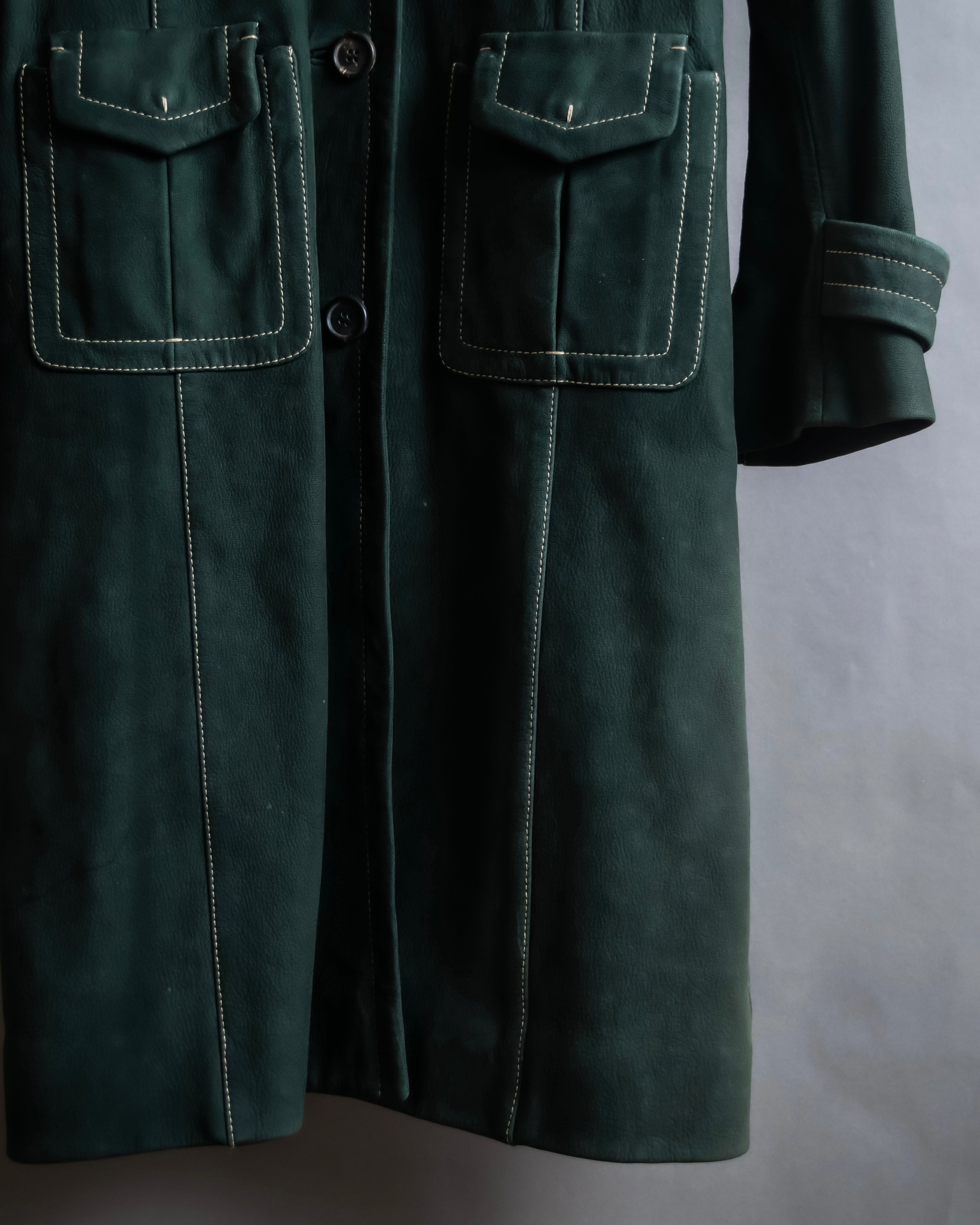 "PRADA" Stitching design suede belted coat