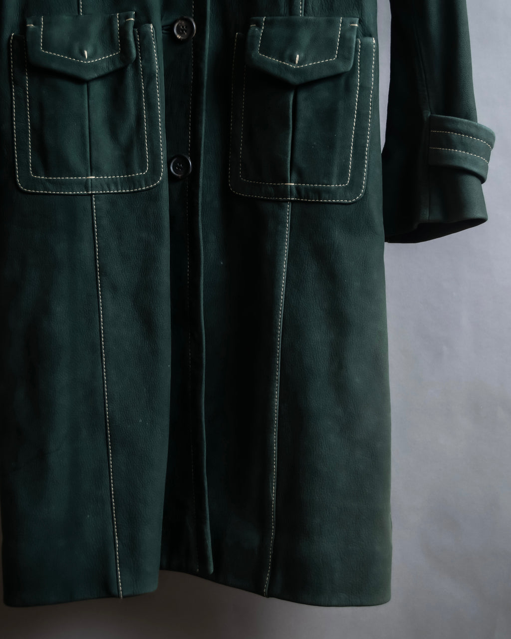 "PRADA" Stitching design suede belted coat