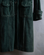 "PRADA" Stitching design suede belted coat