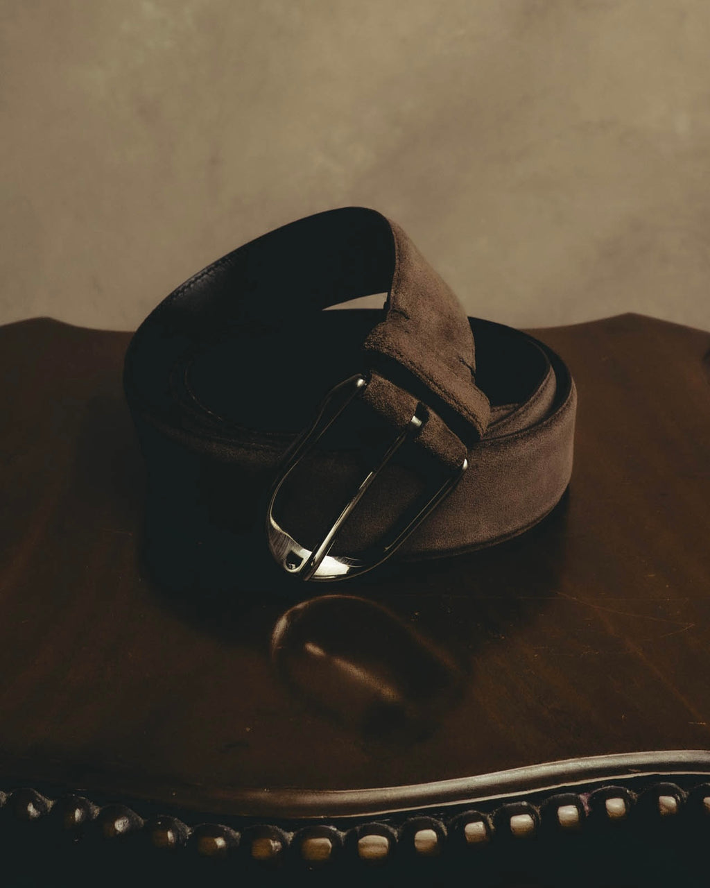 "Ermenegildo Zegna" 90's–00's brown suede leather belt