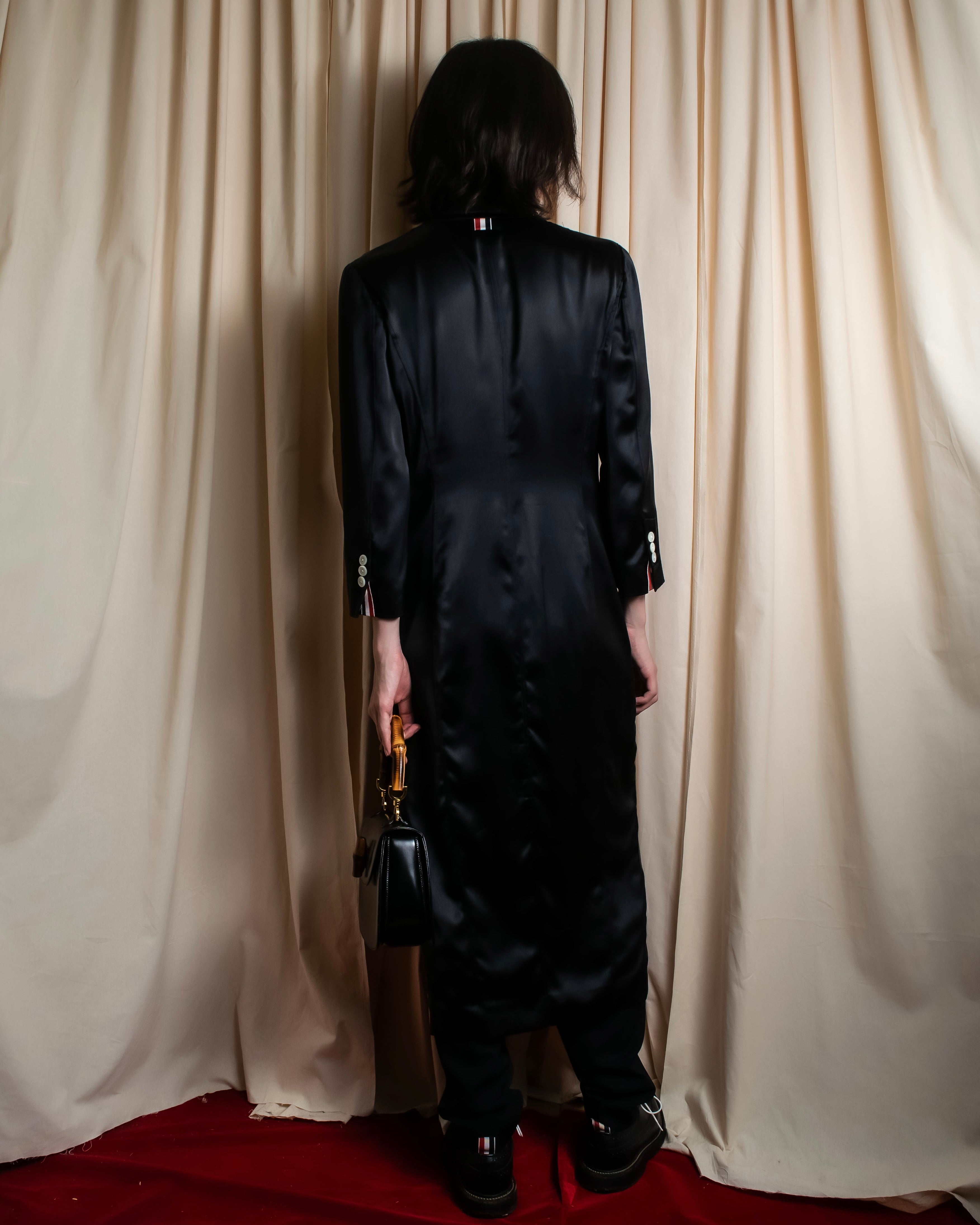 "THOM BROWNE" Shiny long hidden button shirt