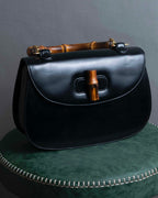 "GUCCI" Black leather bamboo handbag