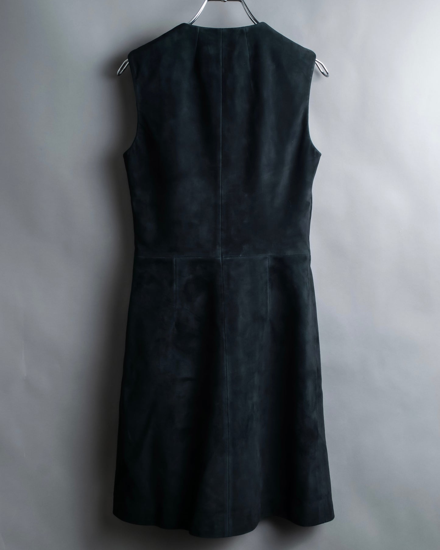 "BALENCIAGA" Lamb leather suede sleeveless dress