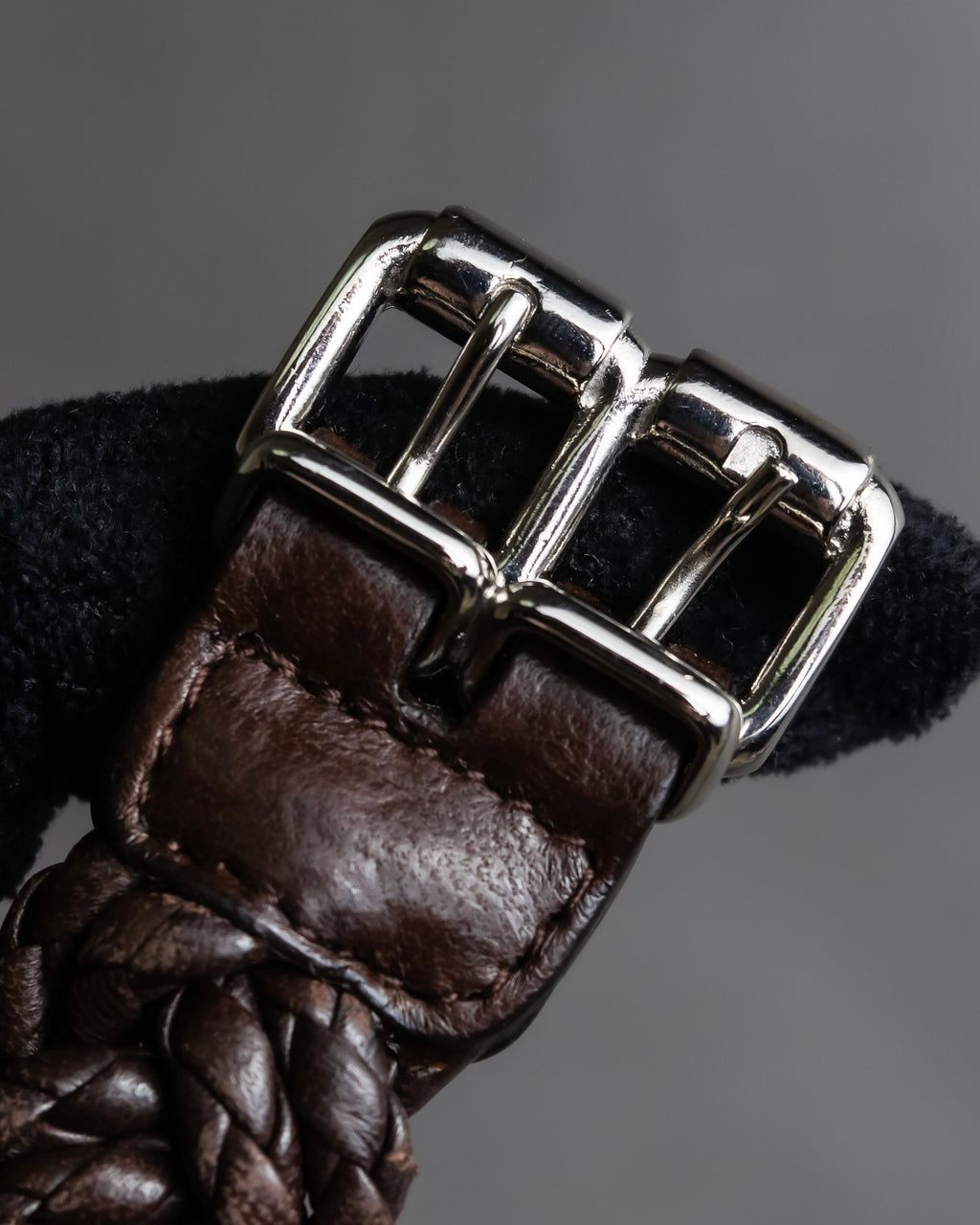 "Vintage intrecciato double buckle leather bracelet"