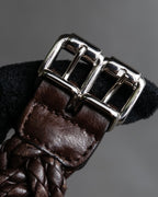 "Vintage intrecciato double buckle leather bracelet"