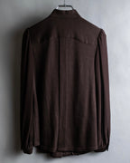 "Filo di Seta" Front pleated design stand-up collar shirt