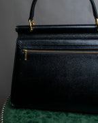 "VALENTINO" Garavani gold metal design leather hand bag