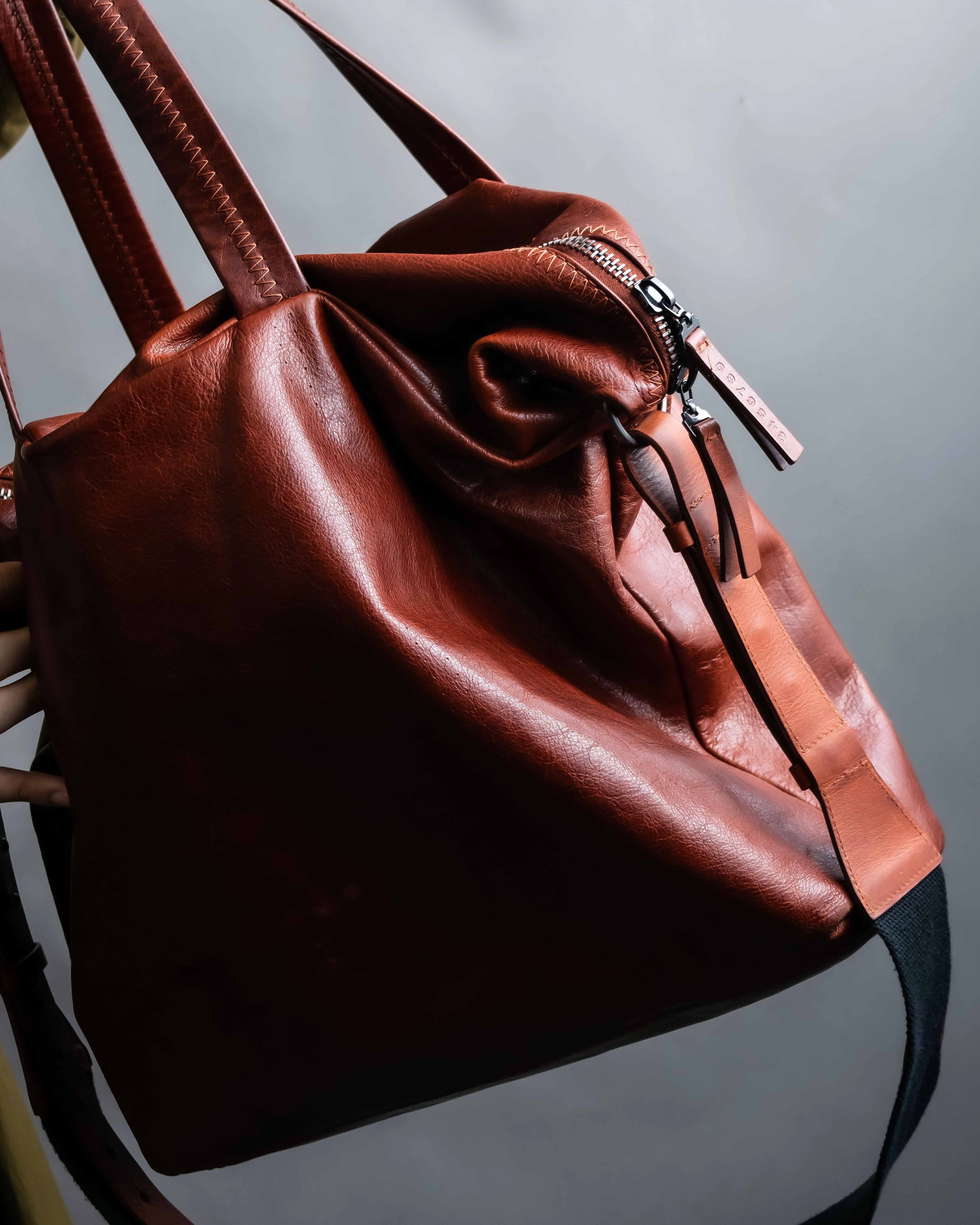 "MAISON MARGIELA" Genuine leather 2way brown color sailor bag