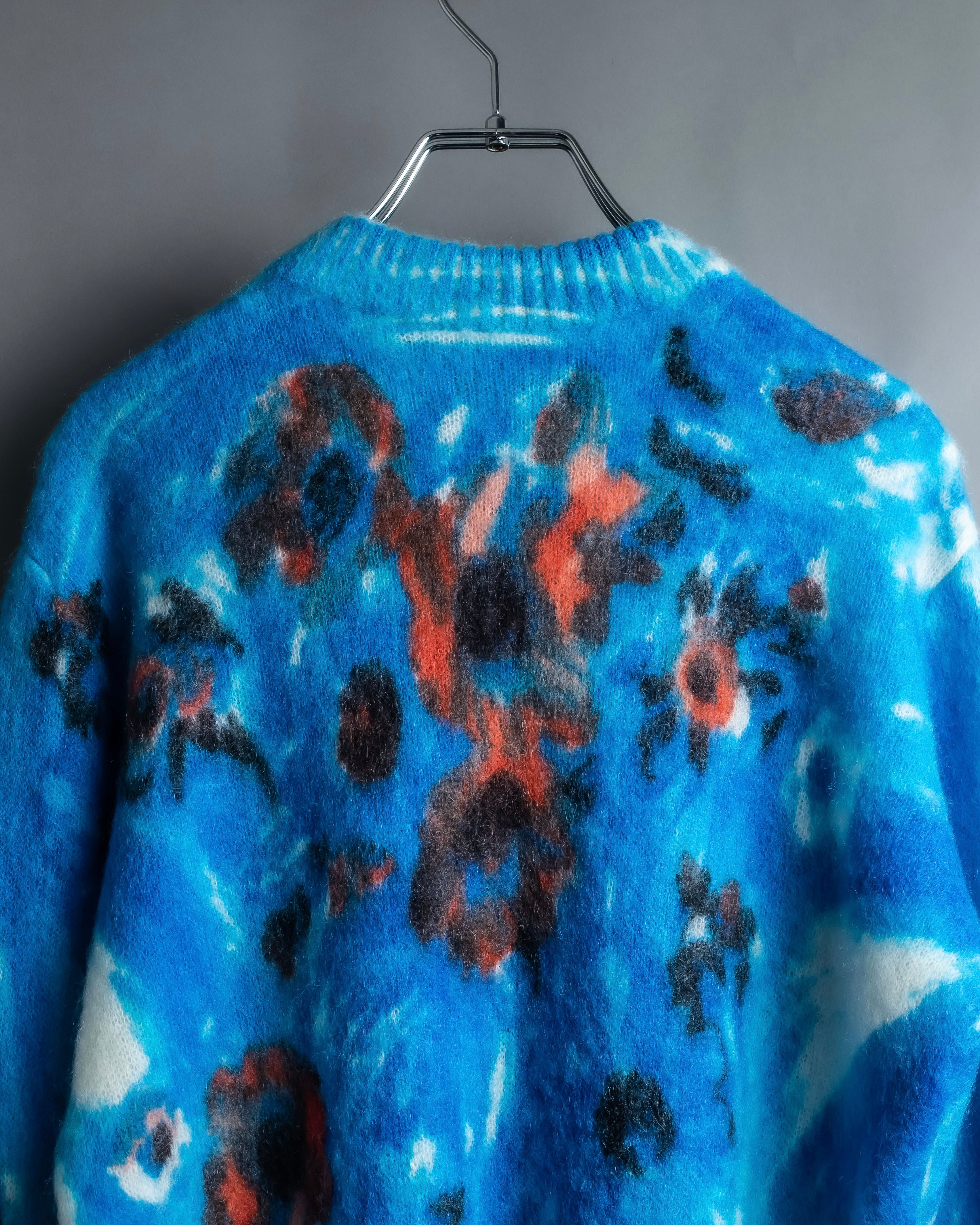 "PRADA" Abstract all over print mohair blend knit
