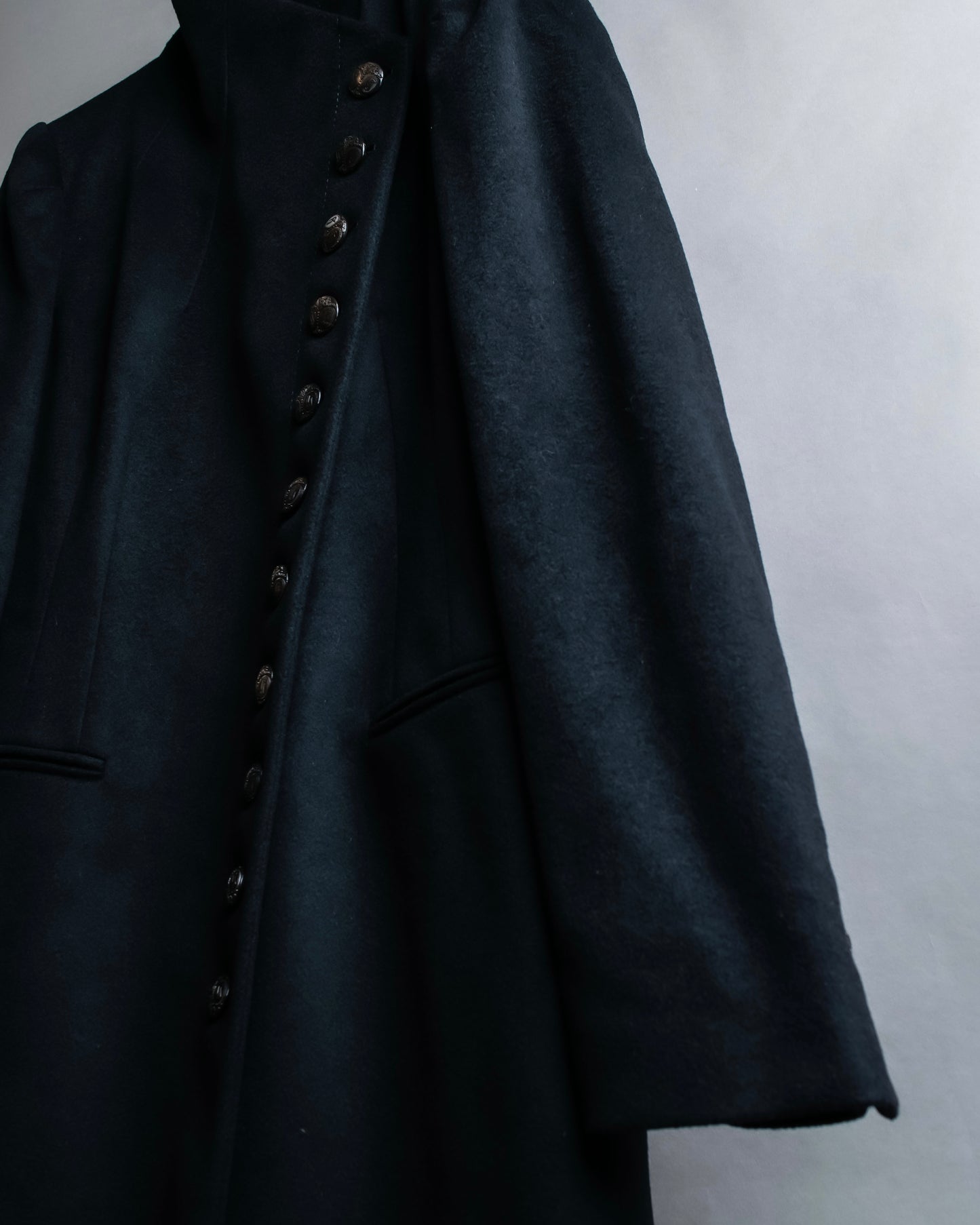 "GUCCI" Asymmetrical front detail high neck coat