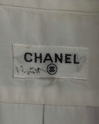 "CHANEL" Gold button design pleated white shirt
