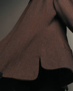 "Salvatore Ferragamo" 90's Shoe-motif gold button wool tailored jacket