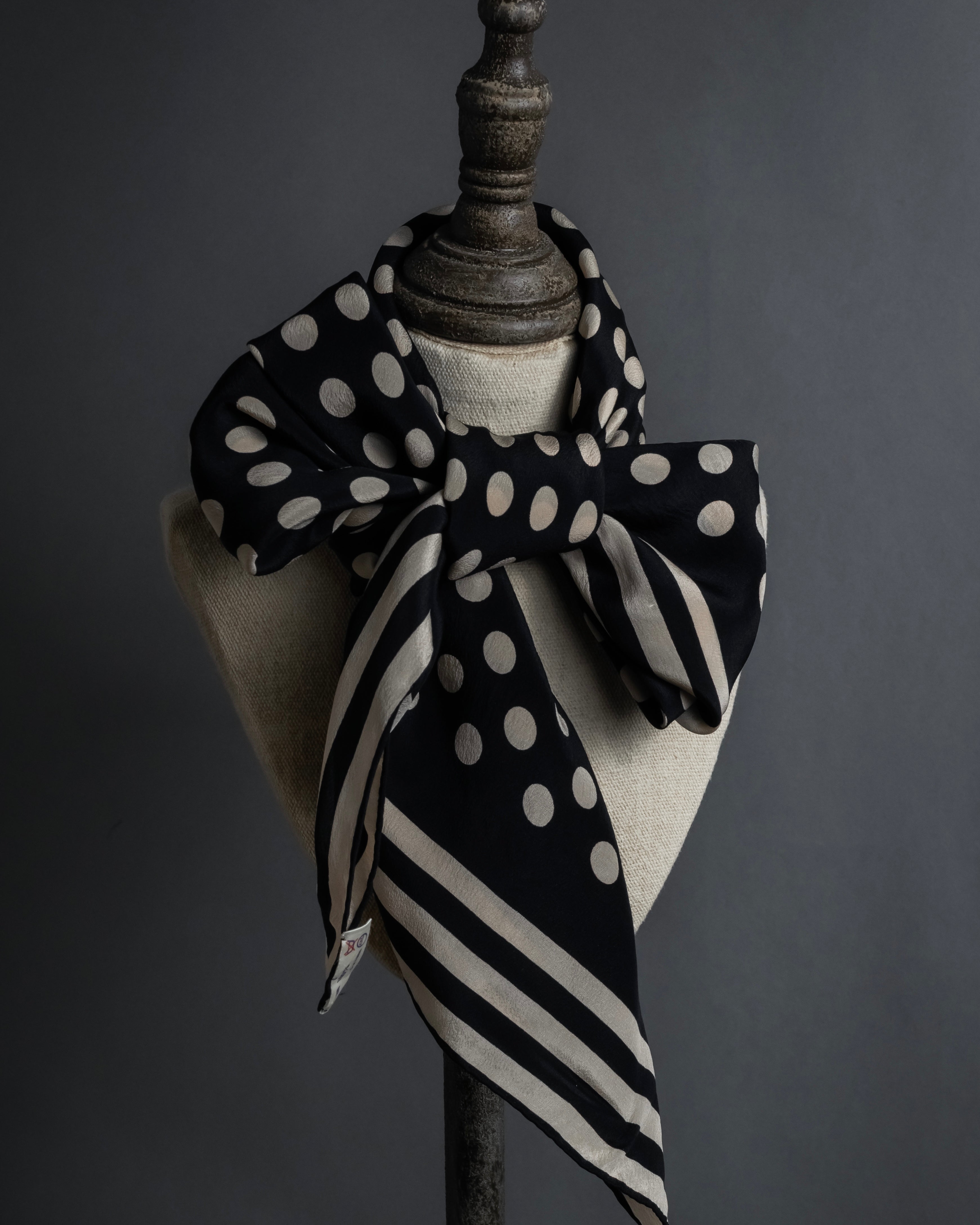 "JEAN PAUL GAULTIER" Classical dot pattern silk scarf