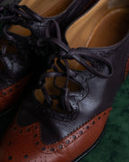 "HERMES" Medallion design combination leather heel shoes