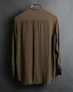 “HERMES” 2018-2024 Minimal band collar silk shirt