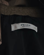 "PRADA" 90’s-00’s embellished fur-collar stretch tech coat