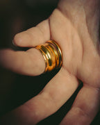 -SPECIAL- "LOEWE" 10's Sculptural gold tone ribbed ring