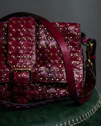 "RED VALENTINO" Flower puzzle motif stud design leather bag