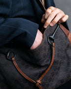 "GUCCI" GG canvas horsebit detail shoulder bag