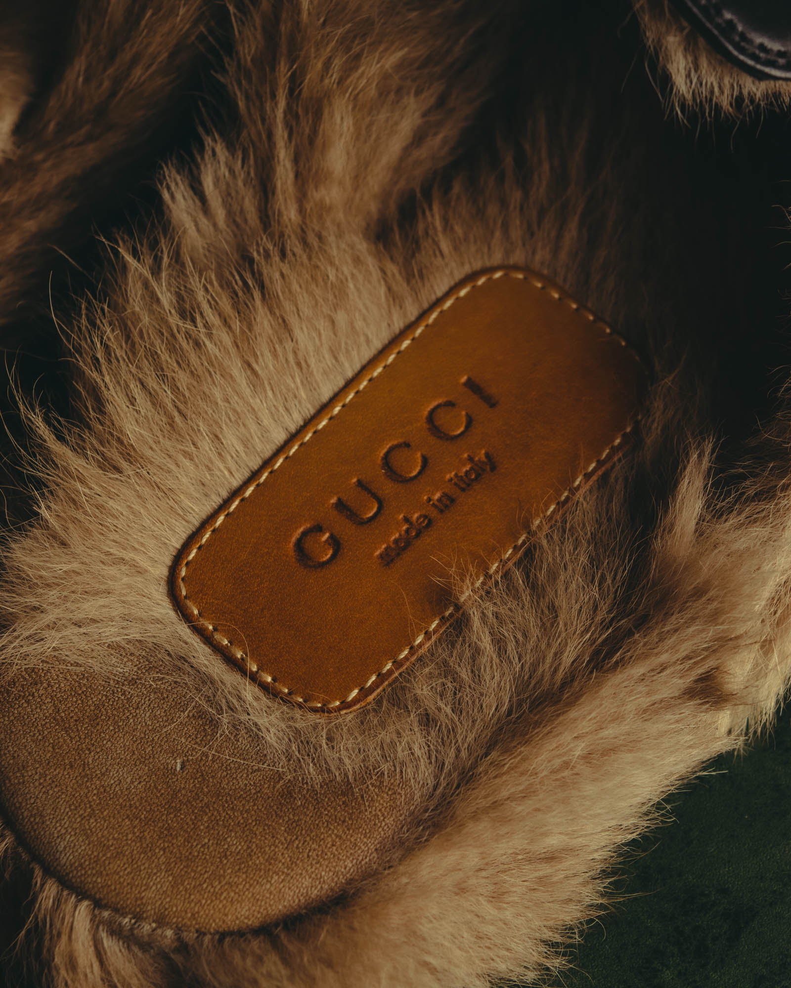 "GUCCI" 2010's Fur lined horsebit leather loafer mule