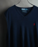 -MOOD MILLÉSIMES- Polo by Ralph Lauren” 90’s-00’s deep navy pima cotton knit vest