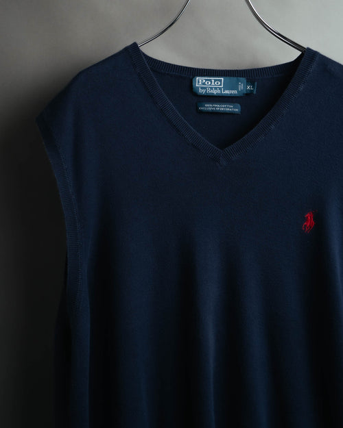 -MOOD MILLÉSIMES- Polo by Ralph Lauren” 90’s-00’s deep navy pima cotton knit vest