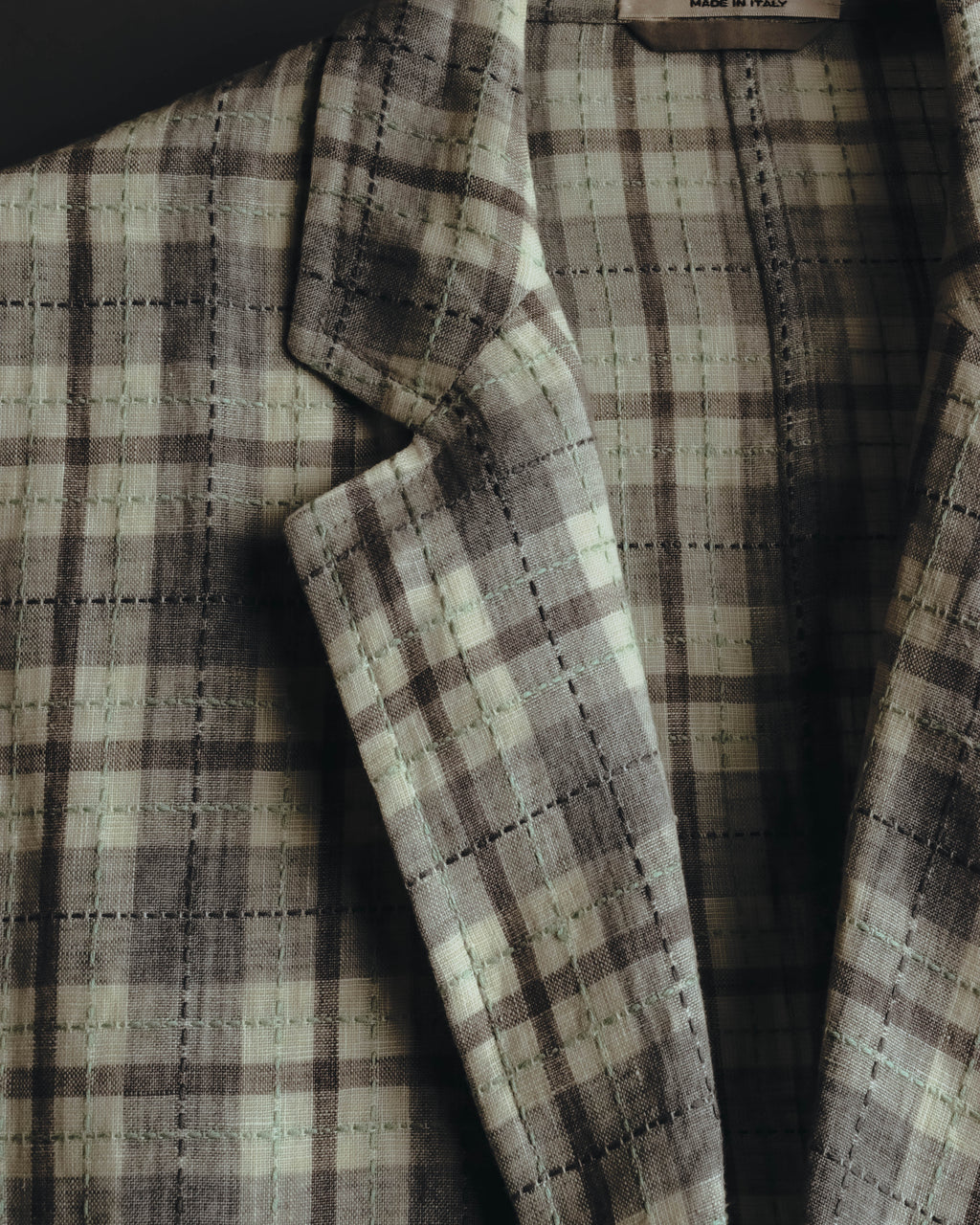 -SPECIAL- "Hermès" 10's Textured linen blend check blazer