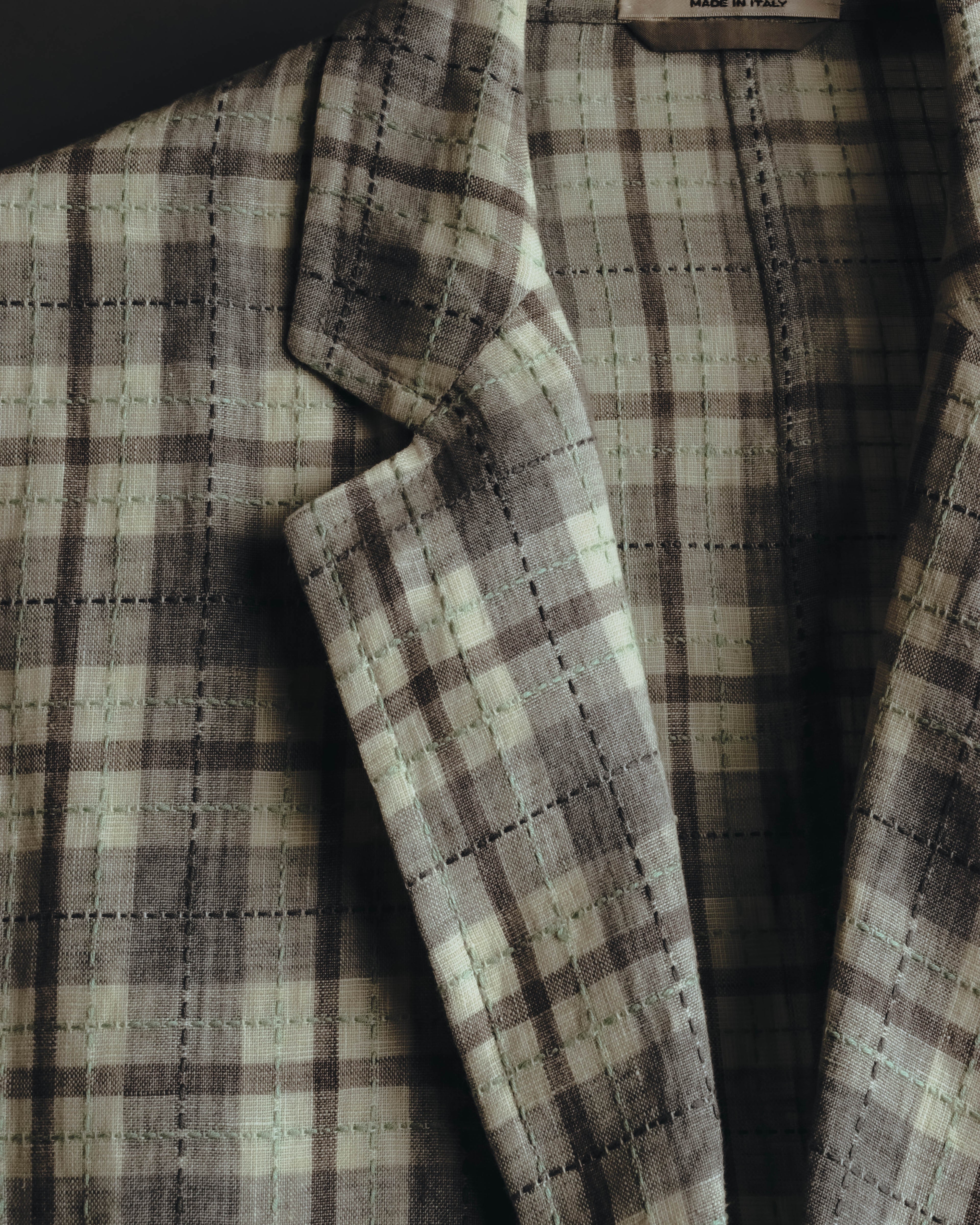 -SPECIAL- "Hermès" 10's Textured linen blend check blazer