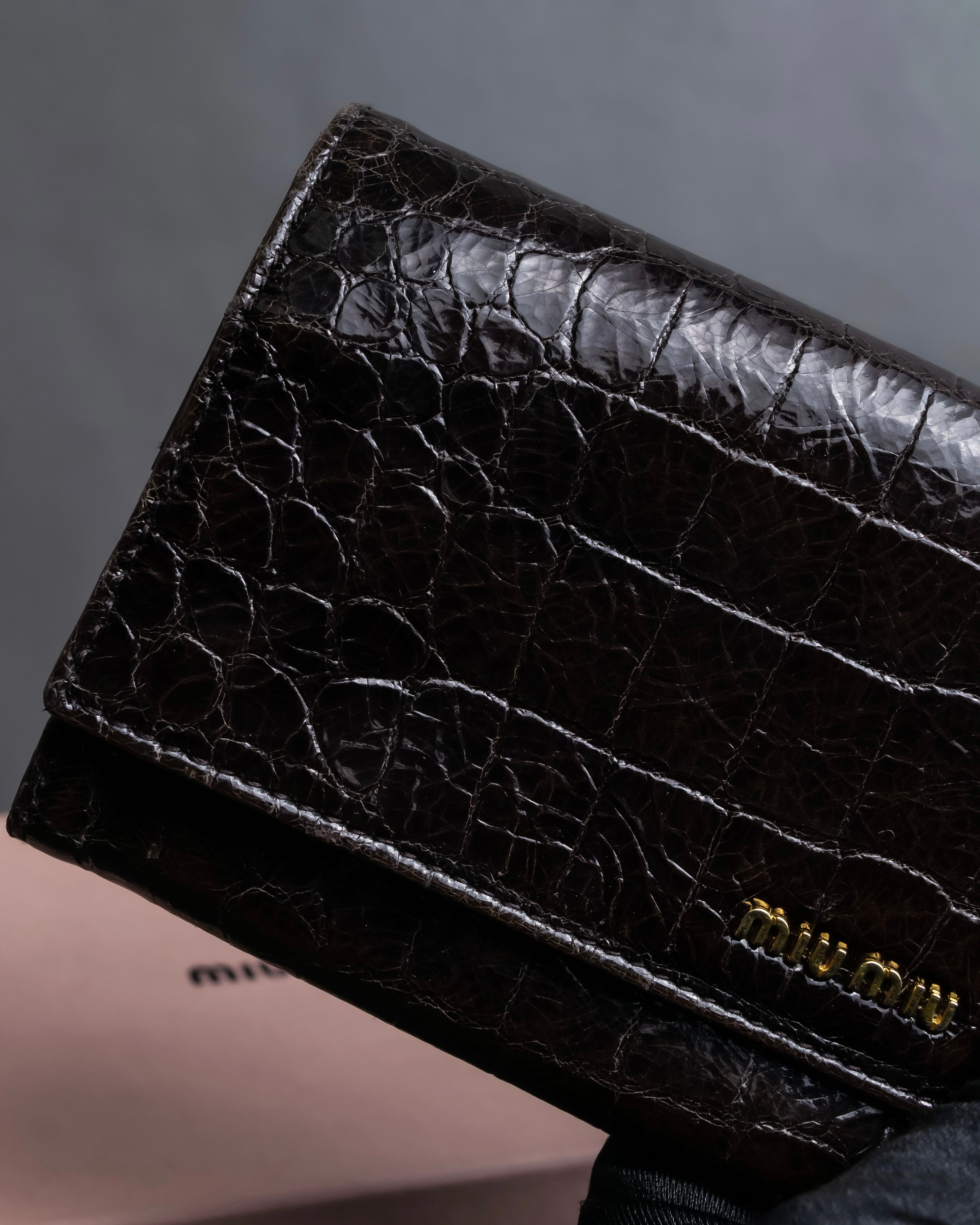 "MIU MIU" Crocodile embossed leather long wallet