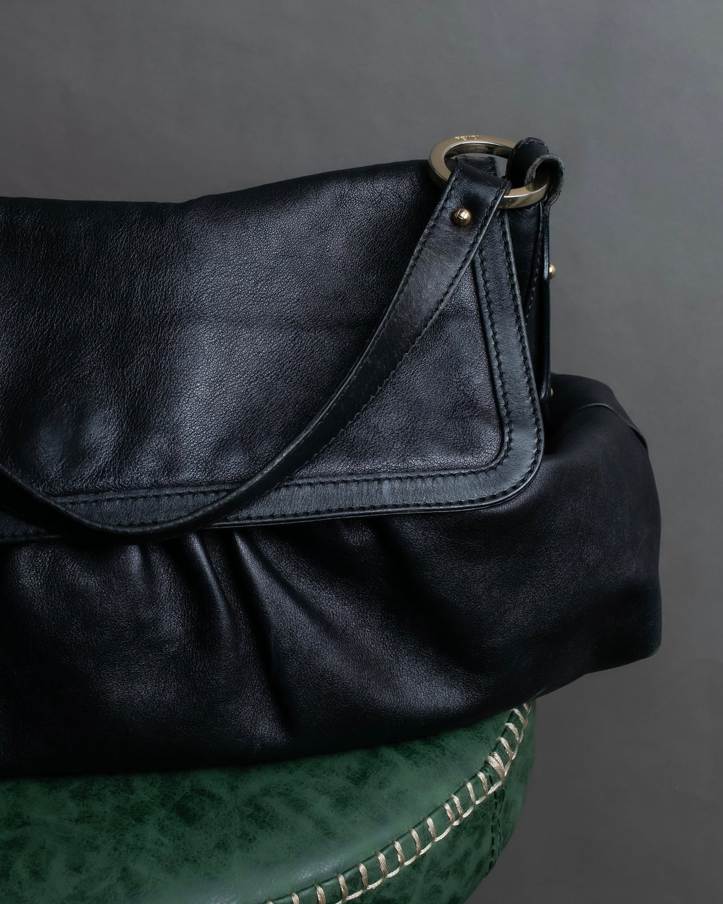 "FENDI" Gathered design leather one-shoulder bag