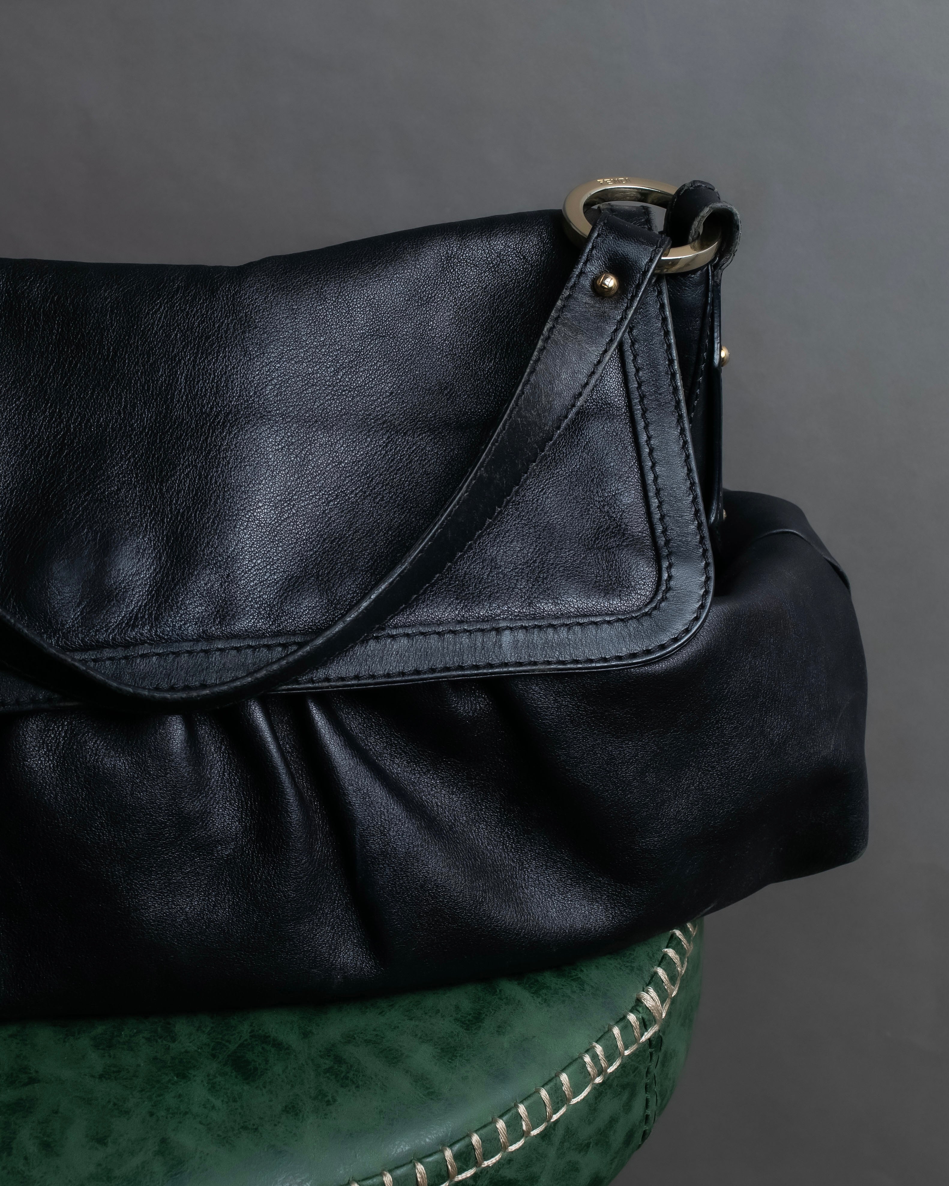 "FENDI" Gathered design leather one-shoulder bag