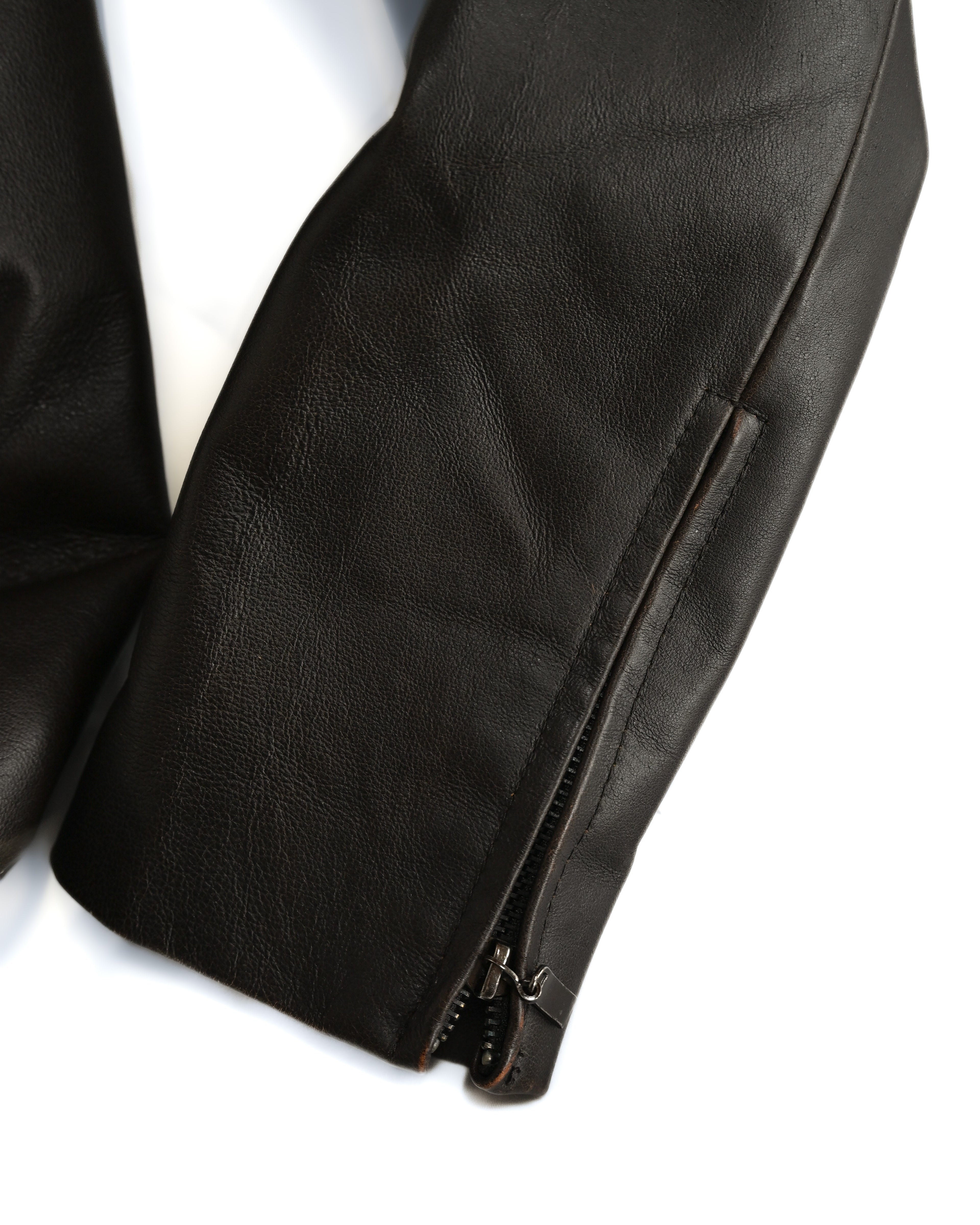 VINTAGE / Architectural Leather Jacket Dark Brown