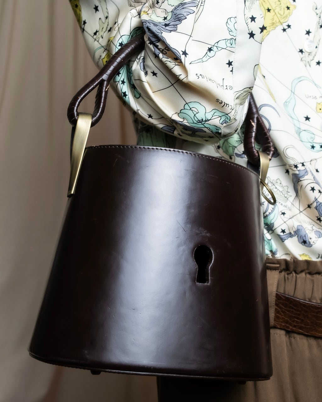 "KENZO" Camouflage design drawstring leather bag