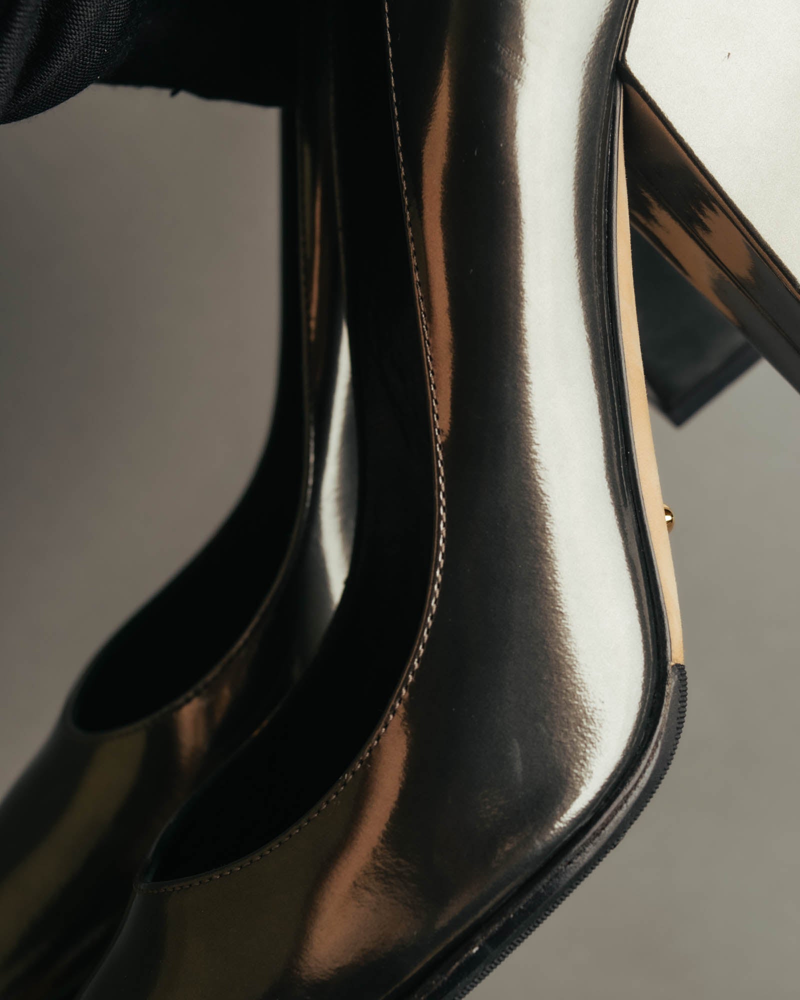 "Sergio Rossi" 00's-10's Glossy black leather high heel pumps