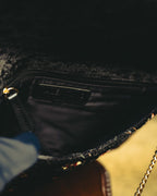"VALENTINO" 80's-90's Ornately embroidered velvet chain shoulder bag