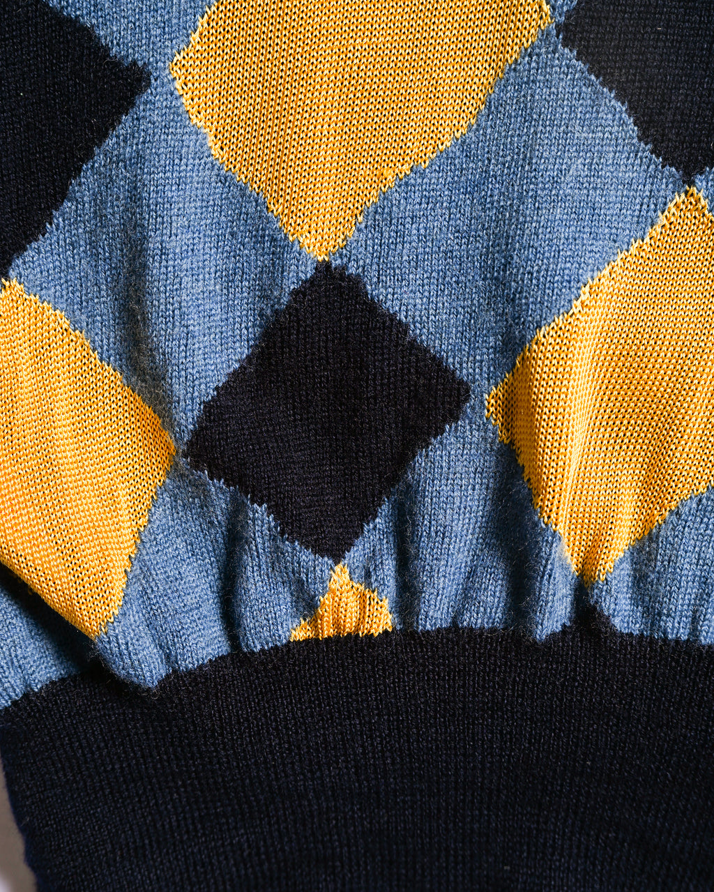 MARNI/ Argyle Pattern Knit Vest Blue×Yellow