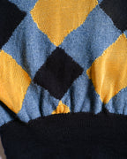 MARNI/ Argyle Pattern Knit Vest Blue×Yellow