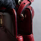 "BVLGARI" Marble motif burgundy color leather shoulder bag