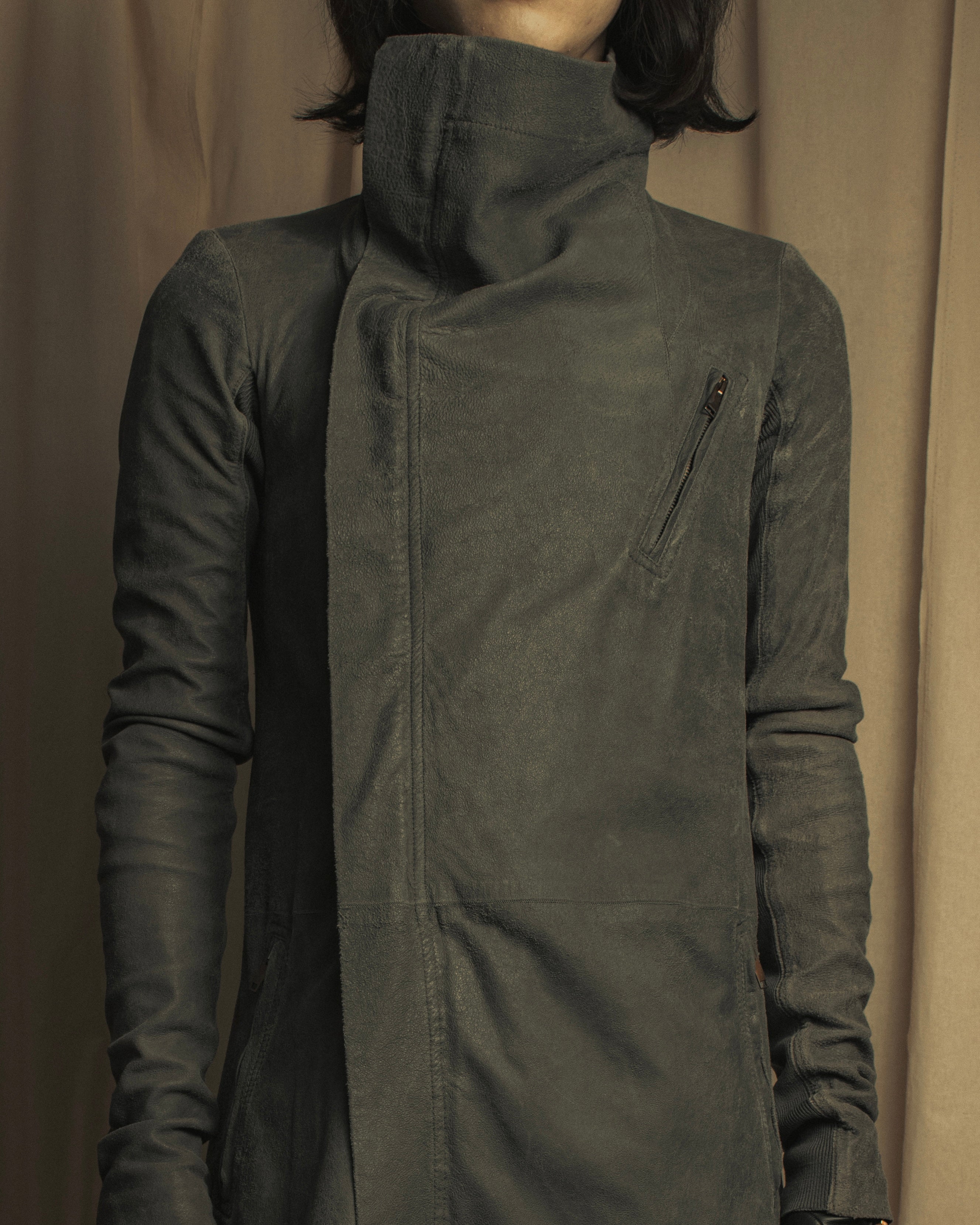 -SPECIAL- "Rick Owens" 13AW Ribbed leather zip-up jacket