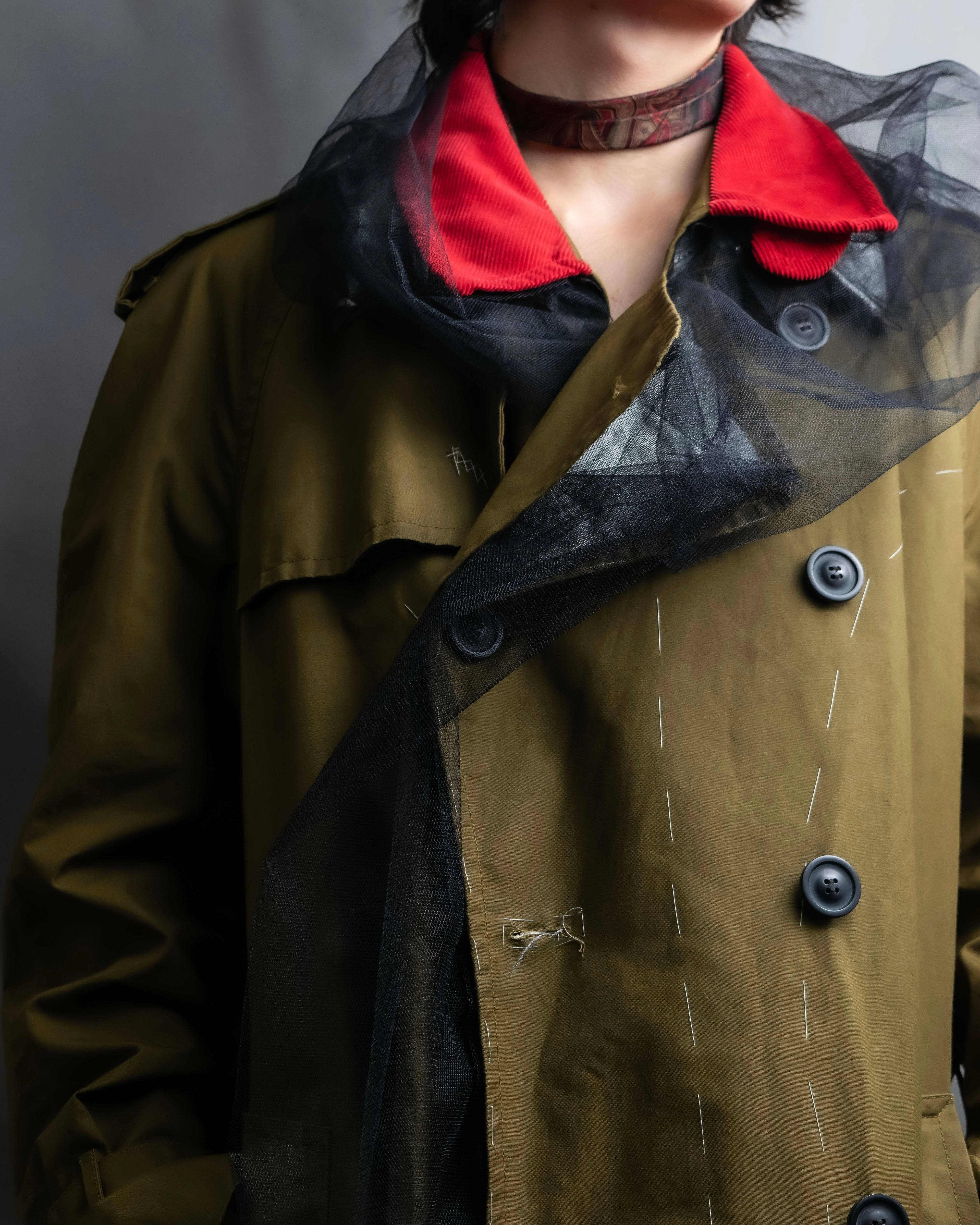 "MAISON MARGIELA" 20AW reconstructed tulle docking trench coat