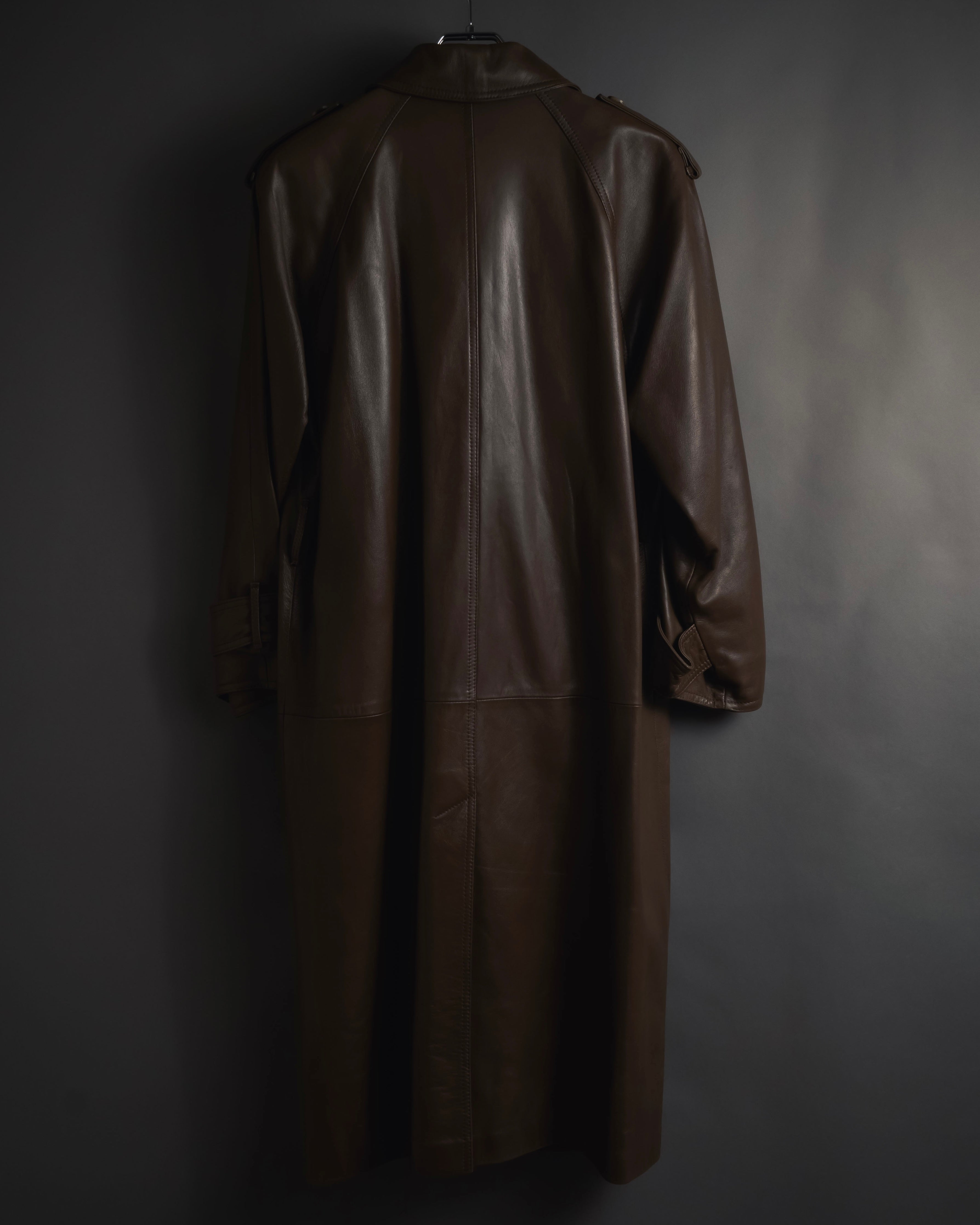 -SPECIAL- "LOEWE" 80’s Military detail stencil leather coat