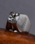 "GUCCI" Polished silver crystal sculptural ring