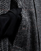 "BURBERRYS" British tweed fly front stand collar coat